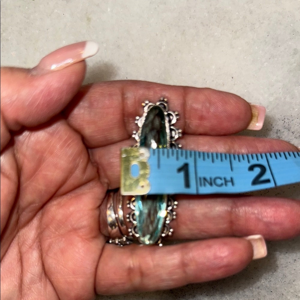 Large Blue Topaz Silver Statement Ring Sz 7.5 - image 4